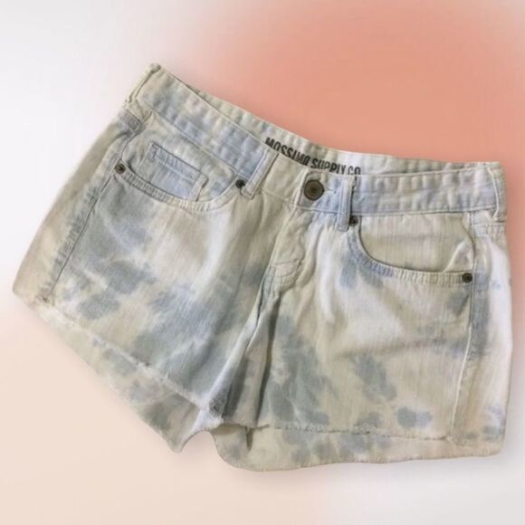 MOSSIMO Supply Co Bleached Y2K Tie Dye‎ Denim Shorts Size 9 Juniors - Picture 1 of 6